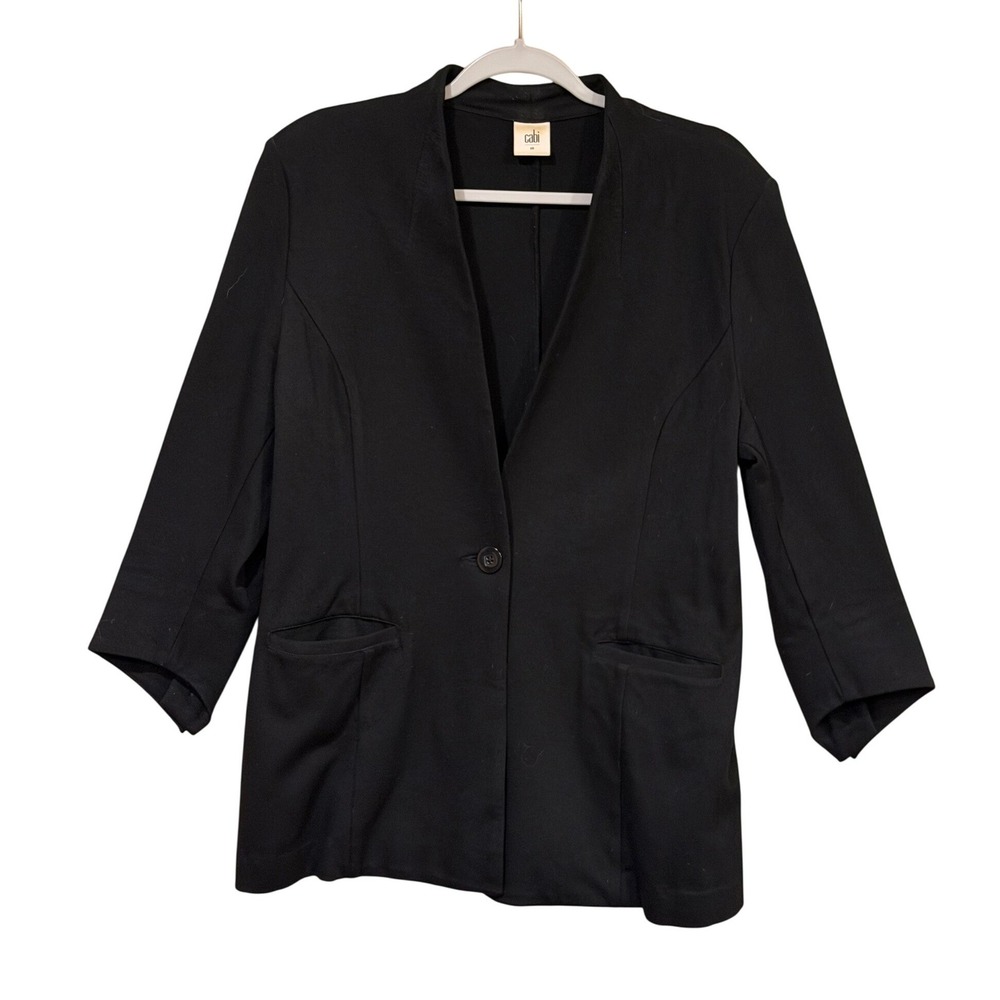 Cabi Womens Blazer Black Size 10 Single Button 3/4 Sleeve Ponte Knit Career - Picture 1 of 6